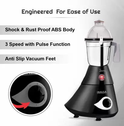 Inalsa INARA 780 Mixer Grinder (3 Jars, BLACK & GREY) Inalsa INARA 780 Mixer Grinder (3 Jars, BLACK & GREY)